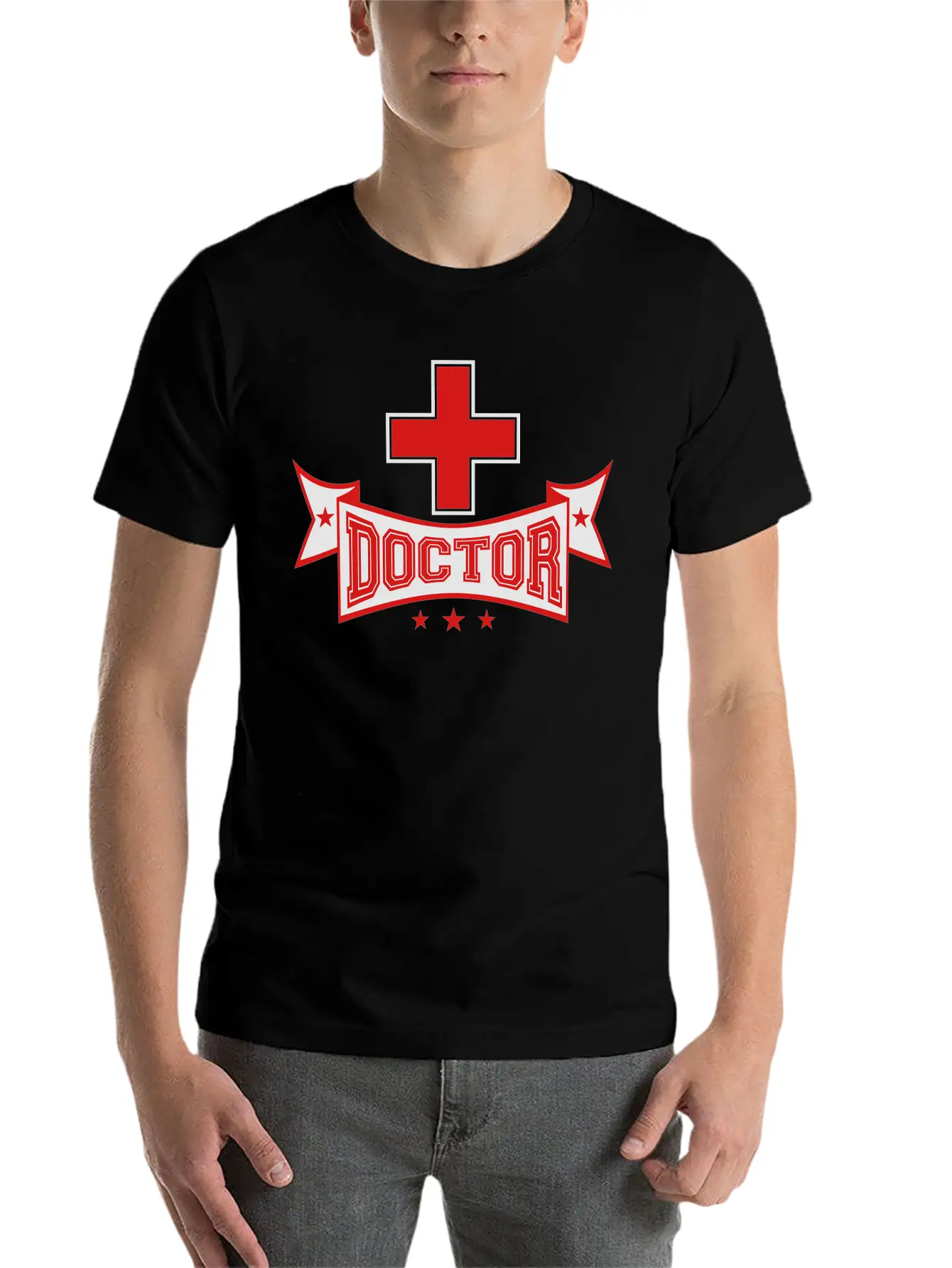 Cross Banner Text Doctor Listening Heartbeat Pulse Classic Cotton Tee – Unisex Comfort For Any Season
