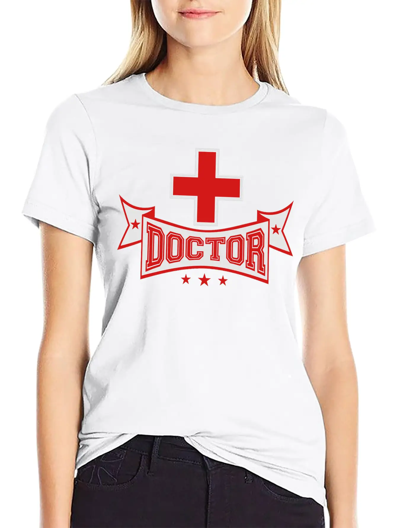 Cross Banner Text Doctor Listening Heartbeat Pulse Classic Cotton Tee – Unisex Comfort For Any Season