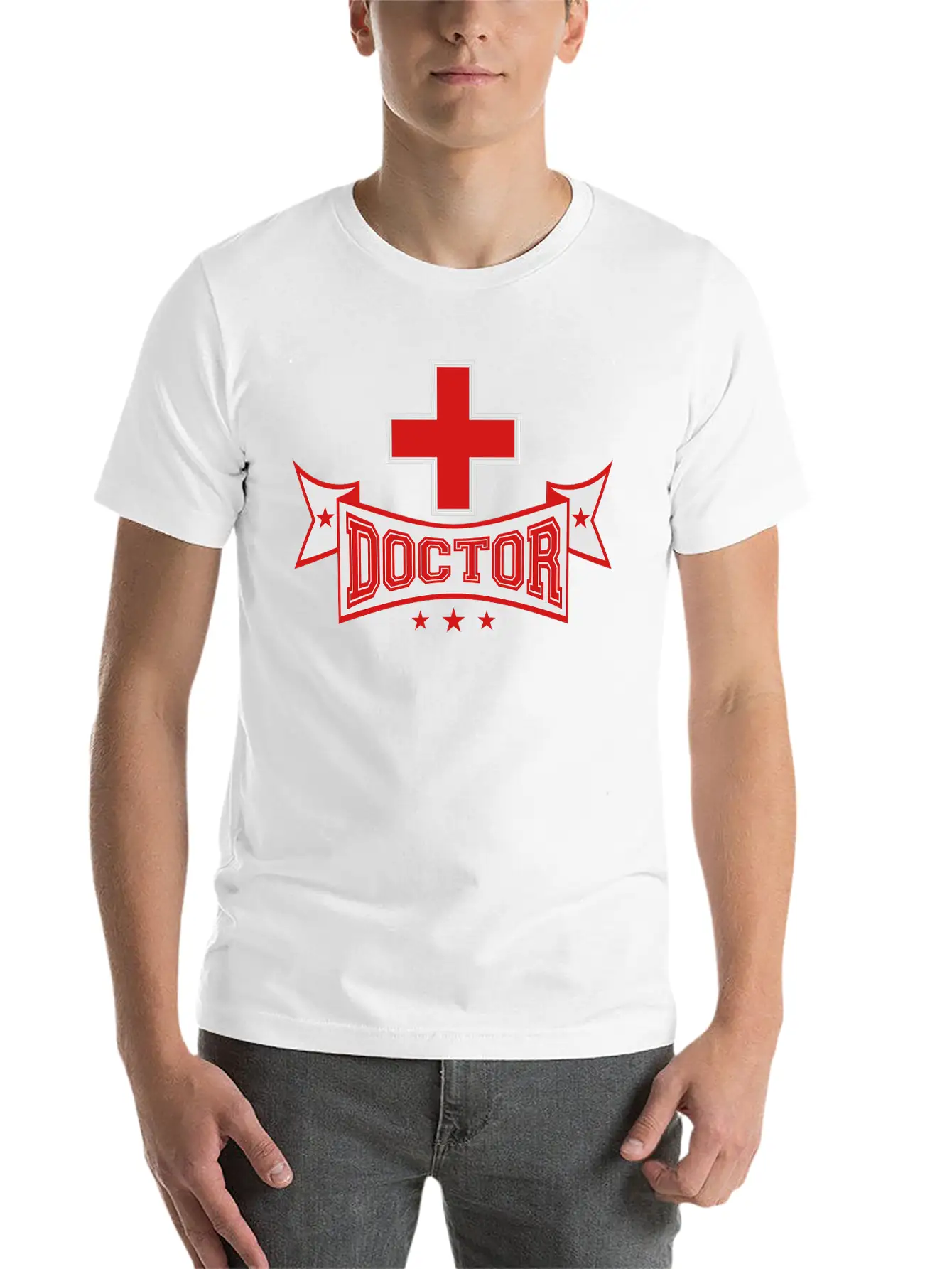 Cross Banner Text Doctor Listening Heartbeat Pulse Classic Cotton Tee – Unisex Comfort For Any Season