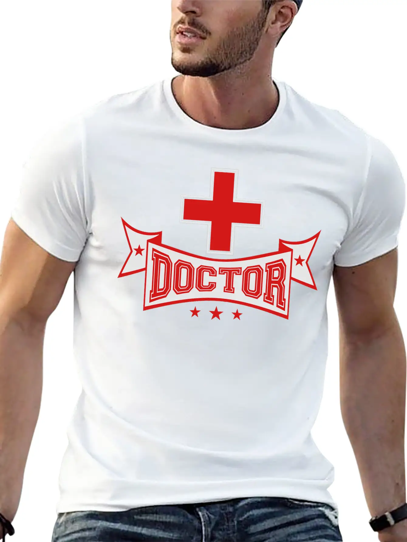 Cross Banner Text Doctor Listening Heartbeat Pulse Classic Cotton Tee – Unisex Comfort For Any Season