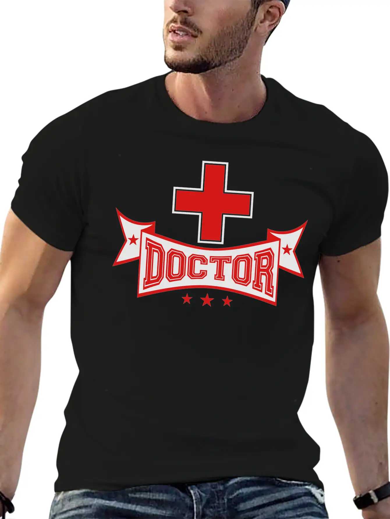 Cross Banner Text Doctor Listening Heartbeat Pulse Classic Cotton Tee – Unisex Comfort For Any Season