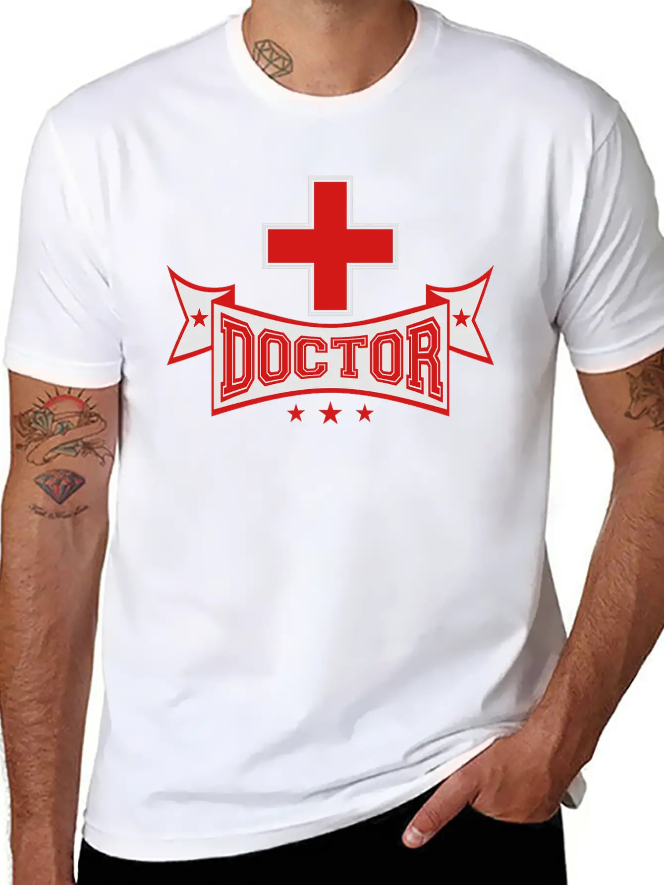 Cross Banner Text Doctor Listening Heartbeat Pulse Classic Cotton Tee – Unisex Comfort For Any Season