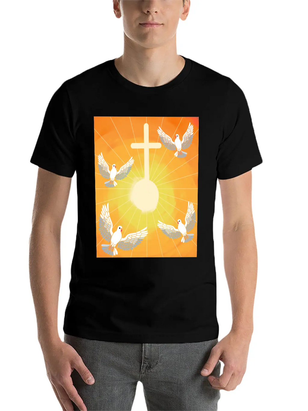 Cross Jesus God Dove Of Peace Sunlight Heaven Sky Classic Cotton Tee – Unisex Comfort For Any Season