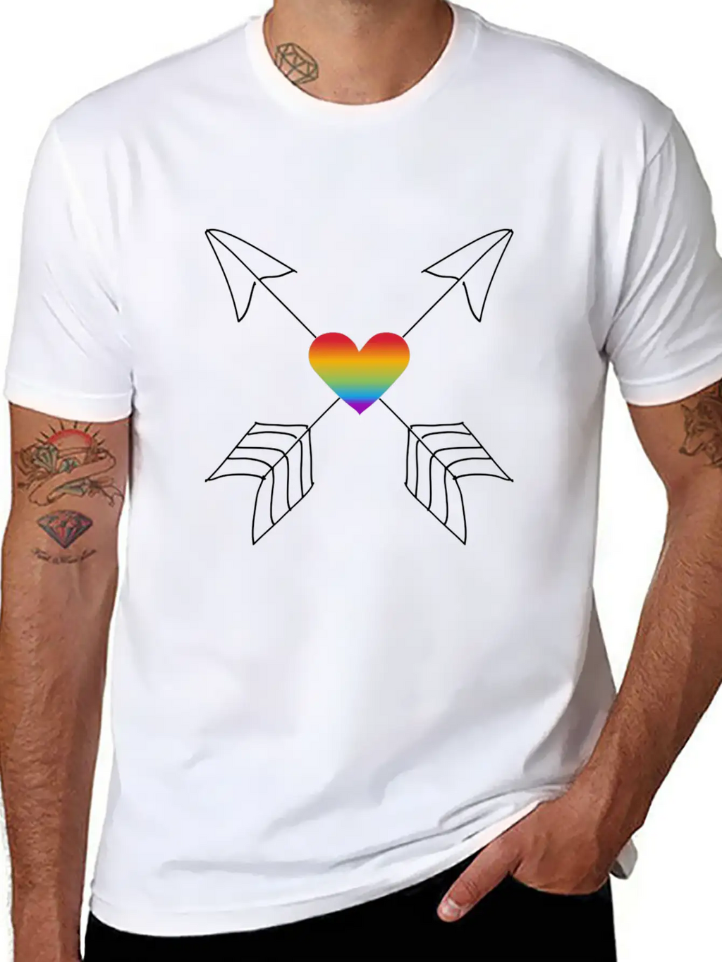 Crossed Arrows Gay Pride LGBTQI+ Hearts Relaxed Everyday Tee – Lightweight And Durable Cotton