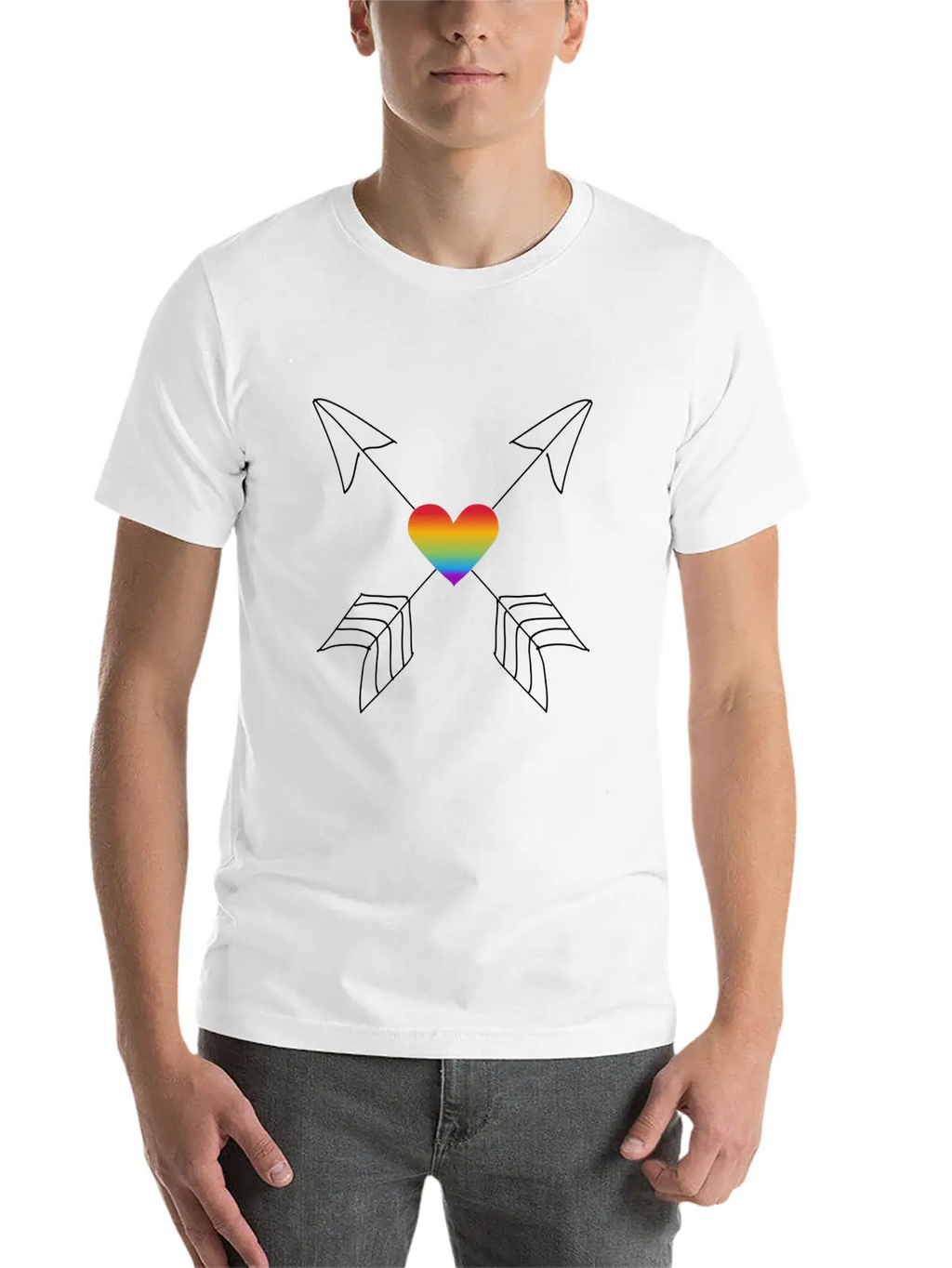 Crossed Arrows Gay Pride LGBTQI+ Hearts Relaxed Everyday Tee – Lightweight And Durable Cotton