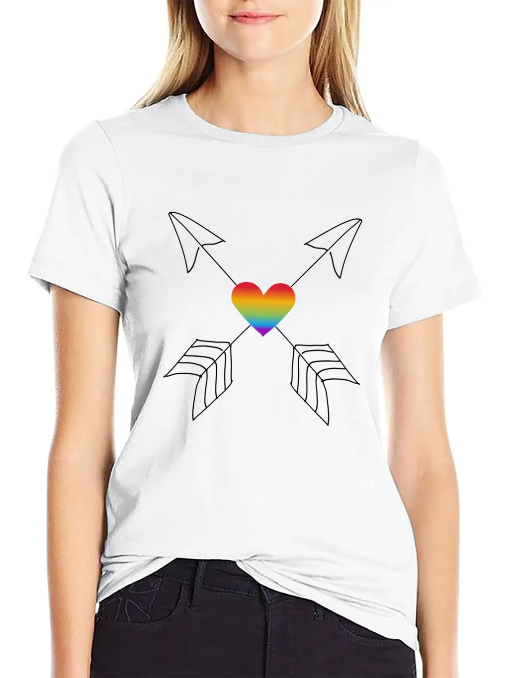 Crossed Arrows Gay Pride LGBTQI+ Hearts Relaxed Everyday Tee – Lightweight And Durable Cotton