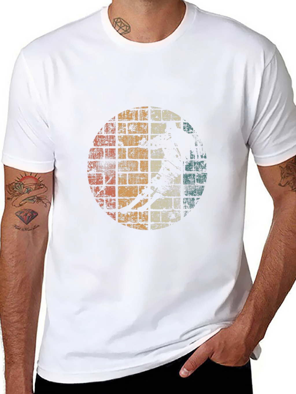 Retro Graphic T-Shirt - Distressed Skater Design