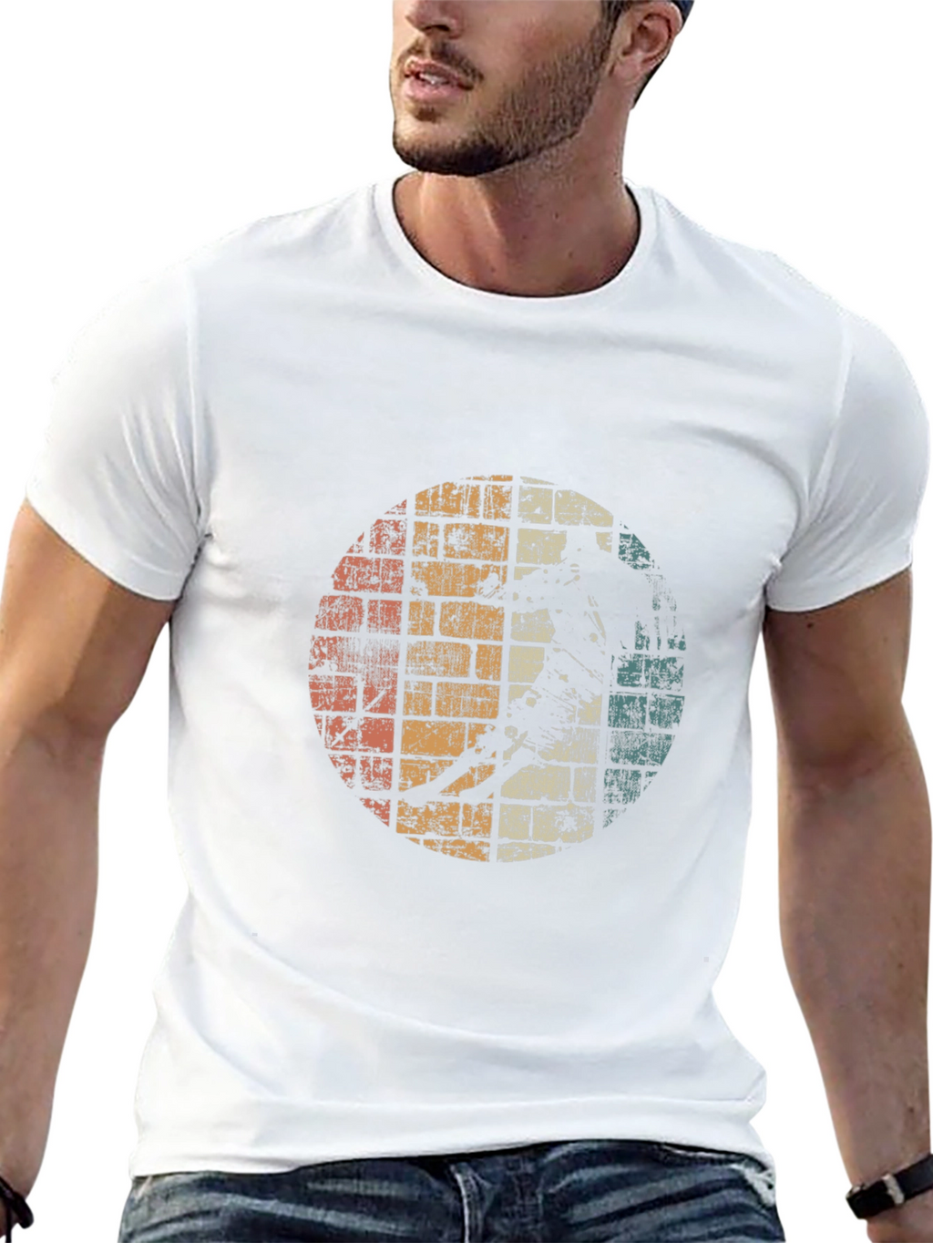 Retro Graphic T-Shirt - Distressed Skater Design