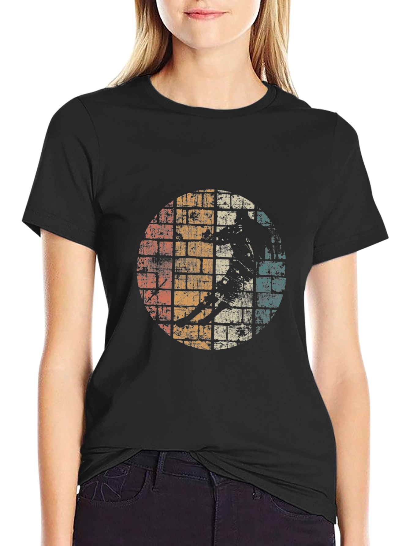 Retro Graphic T-Shirt - Distressed Skater Design