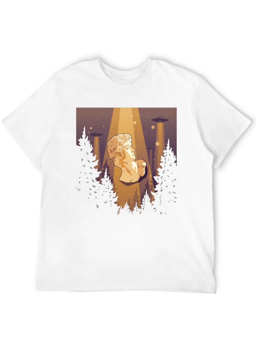 Cryptidcore Aesthetic David Statue UFO Classic Cotton Tee – Unisex Comfort For Any Season