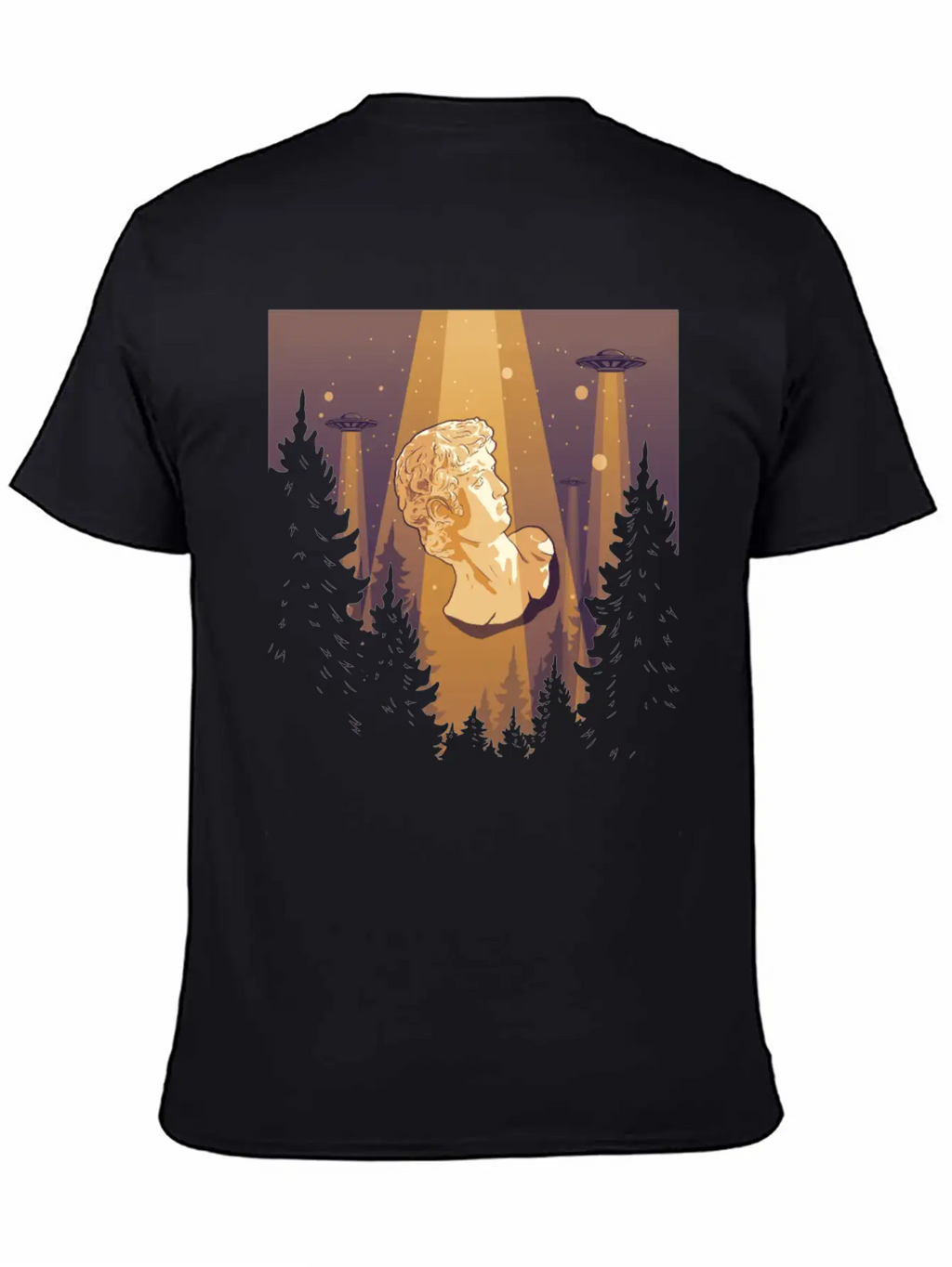 Cryptidcore Aesthetic David Statue UFO Classic Cotton Tee – Unisex Comfort For Any Season