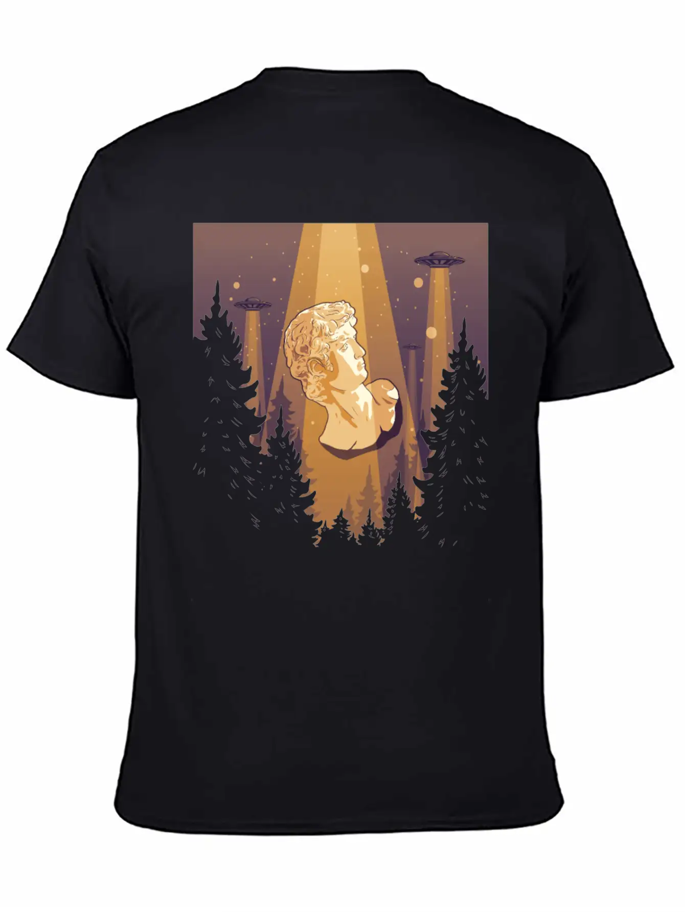Cryptidcore Aesthetic David Statue UFO Classic Cotton Tee – Unisex Comfort For Any Season