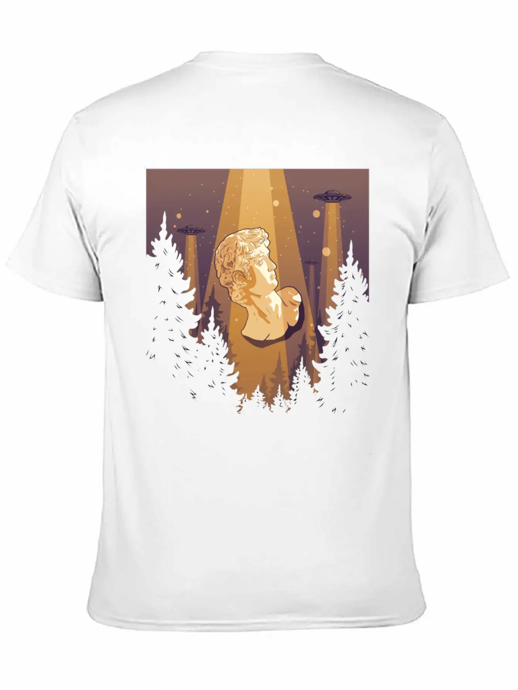 Cryptidcore Aesthetic David Statue UFO Classic Cotton Tee – Unisex Comfort For Any Season