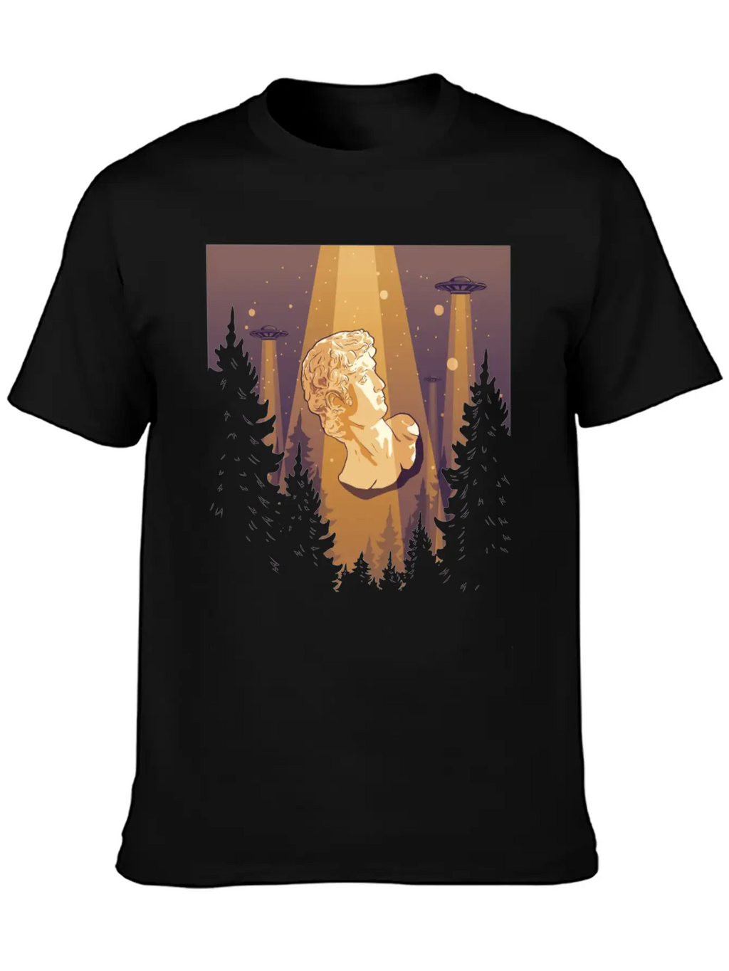 Cryptidcore Aesthetic David Statue UFO Classic Cotton Tee – Unisex Comfort For Any Season