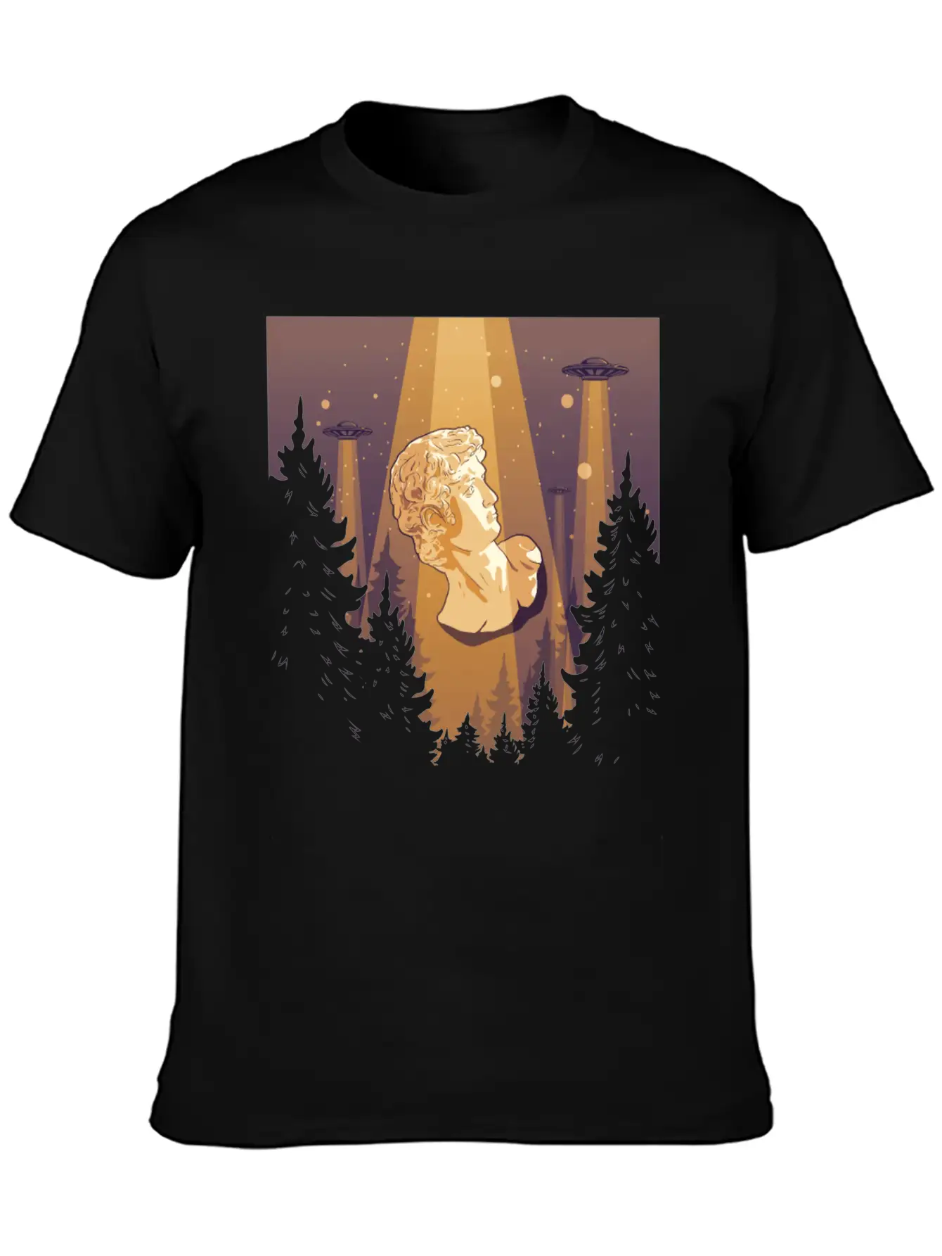 Cryptidcore Aesthetic David Statue UFO Classic Cotton Tee – Unisex Comfort For Any Season