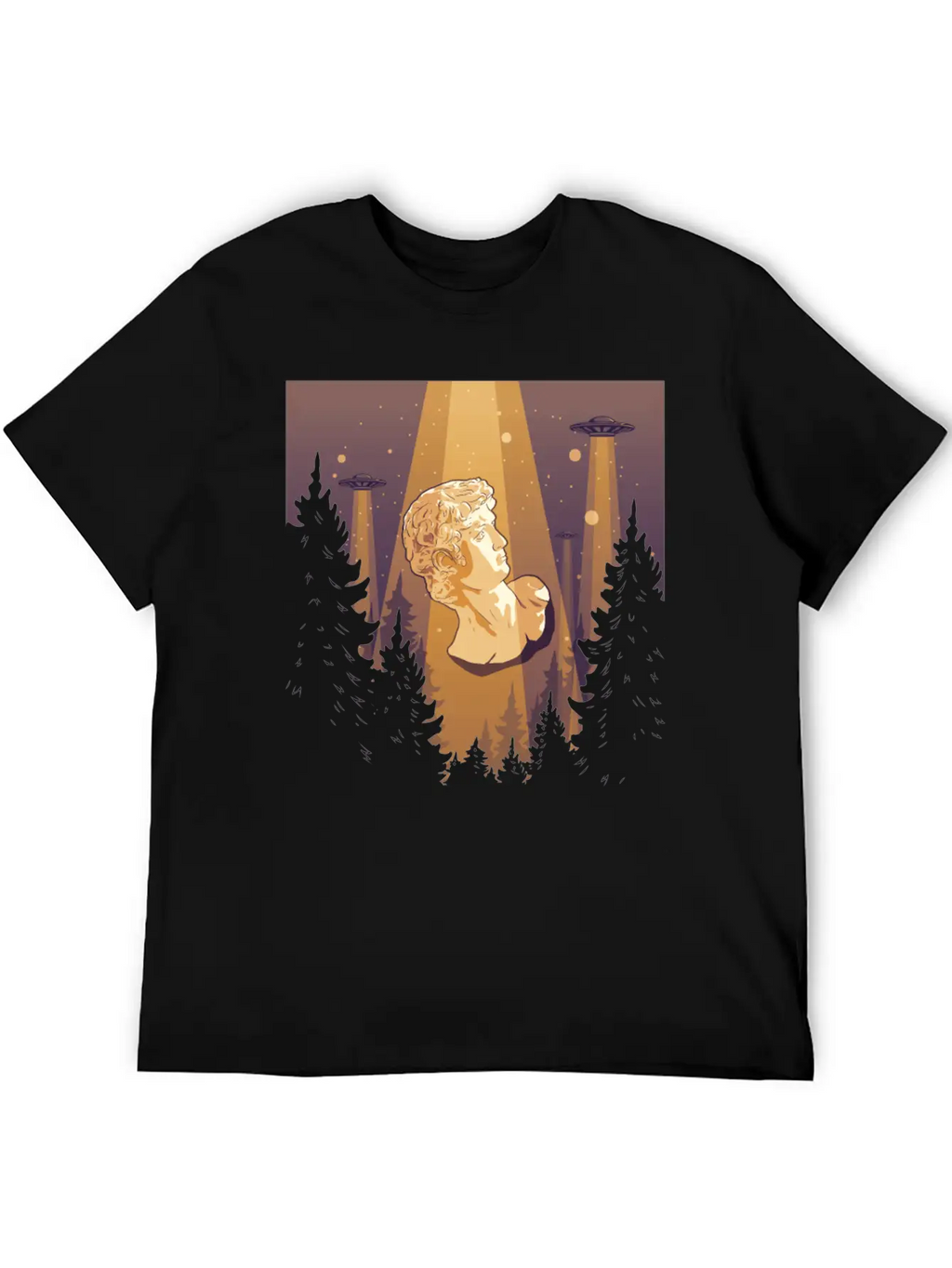 Cryptidcore Aesthetic David Statue UFO Classic Cotton Tee – Unisex Comfort For Any Season