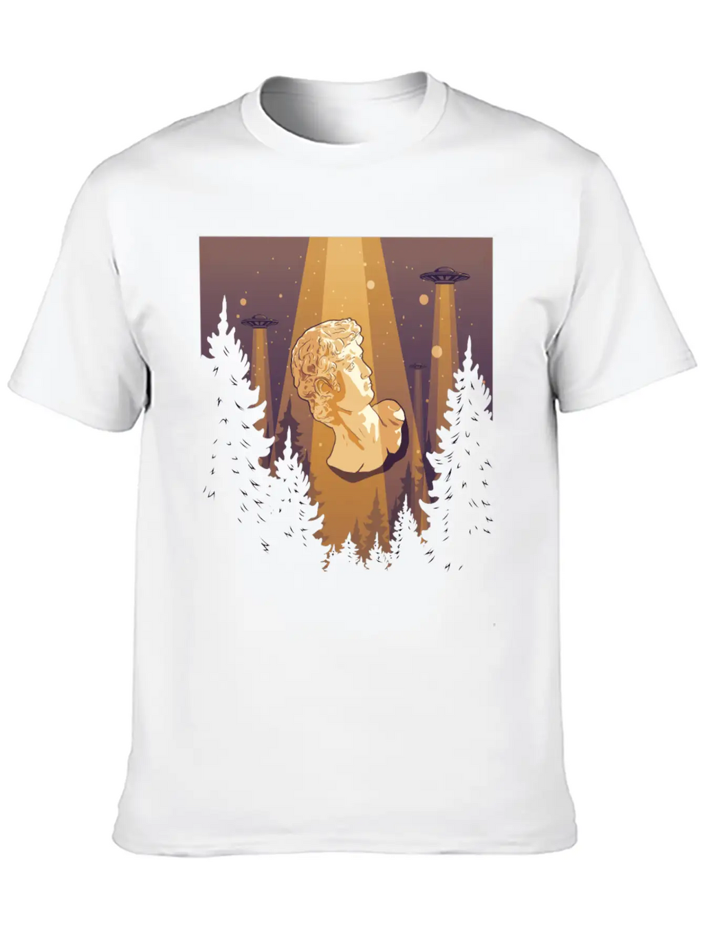 Cryptidcore Aesthetic David Statue UFO Classic Cotton Tee – Unisex Comfort For Any Season