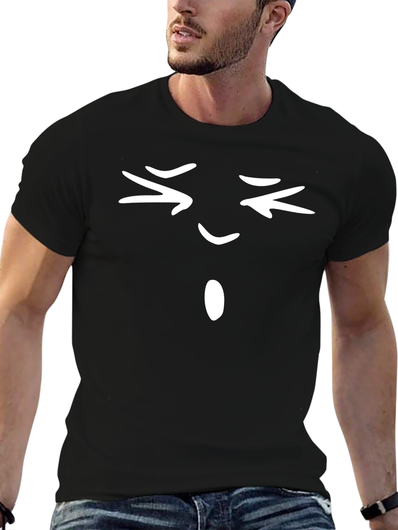 Funny Emoji Face Black T-Shirt