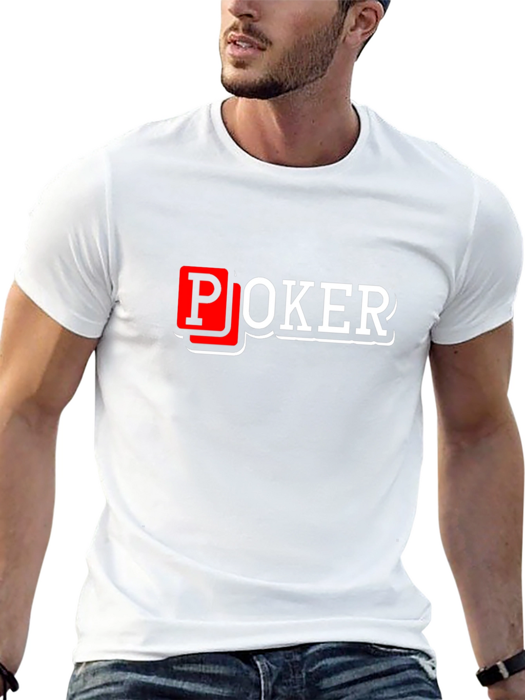 Poker Graphic T-Shirt - Black Cotton Blend