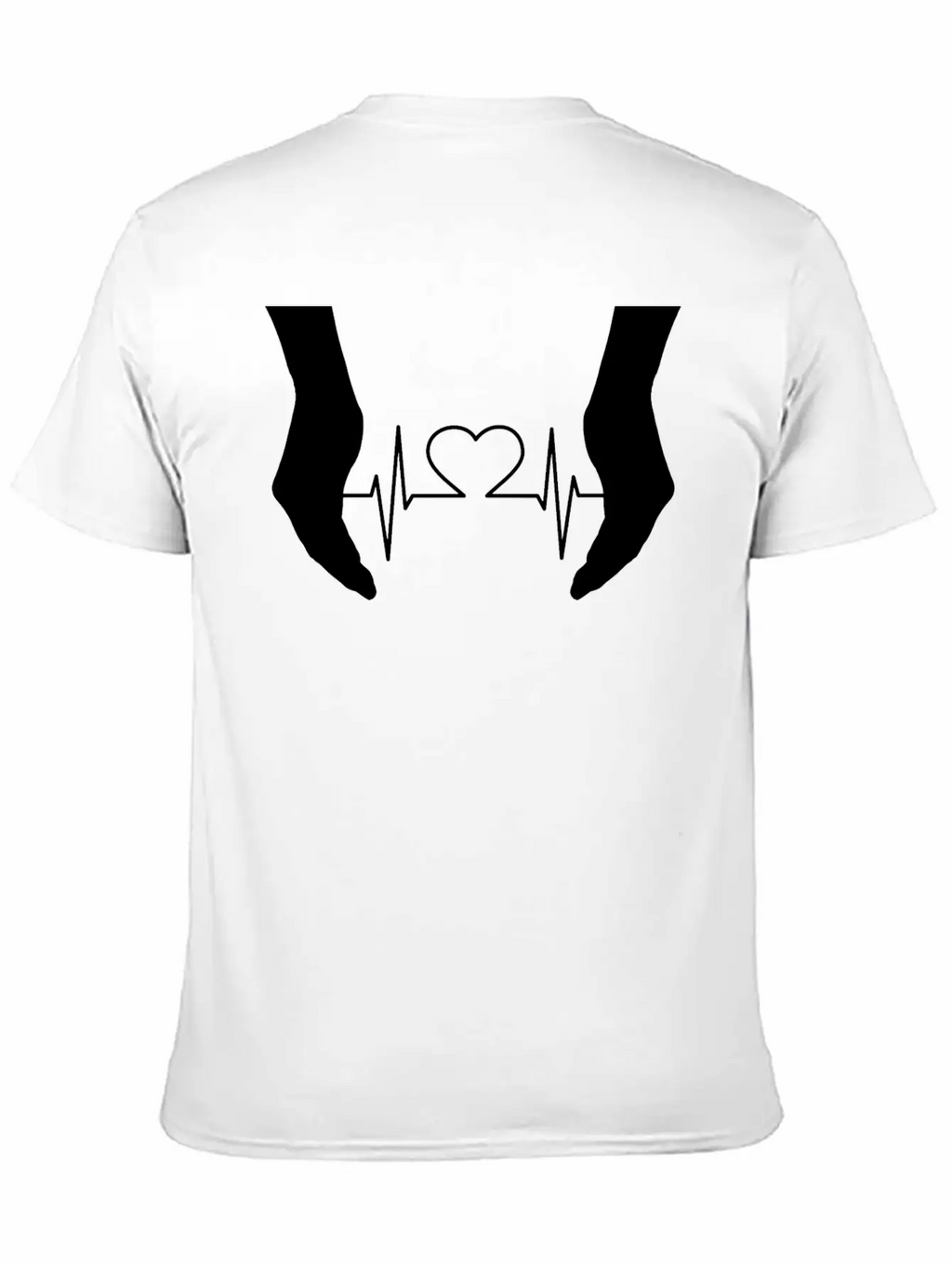 Cupping Hands Heart EKG Silhouette Essential Cotton Tee For Daily Outfits – Unisex Style