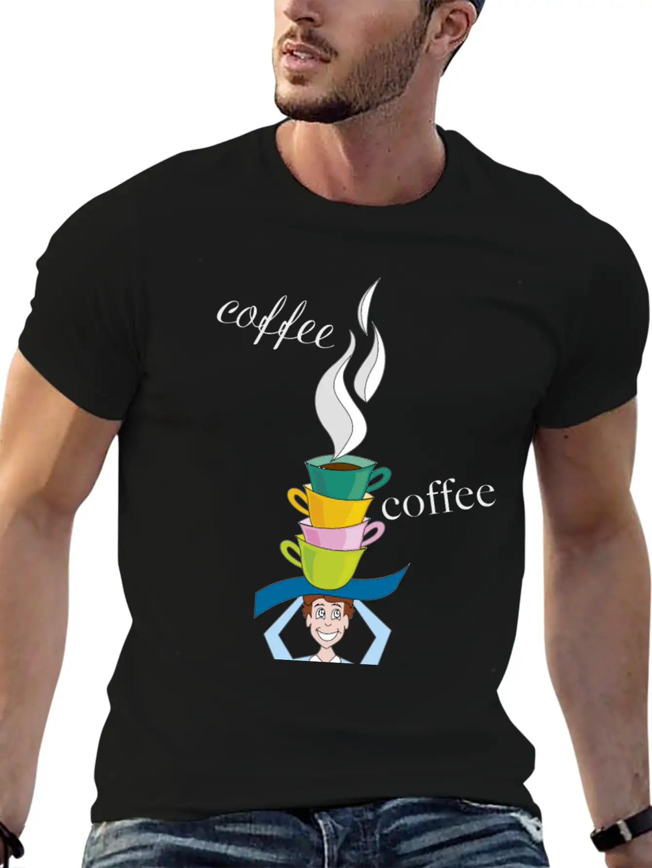 Cups Of Coffee With Character Timeless Short Sleeve Tee – Comfy And Minimalist Design