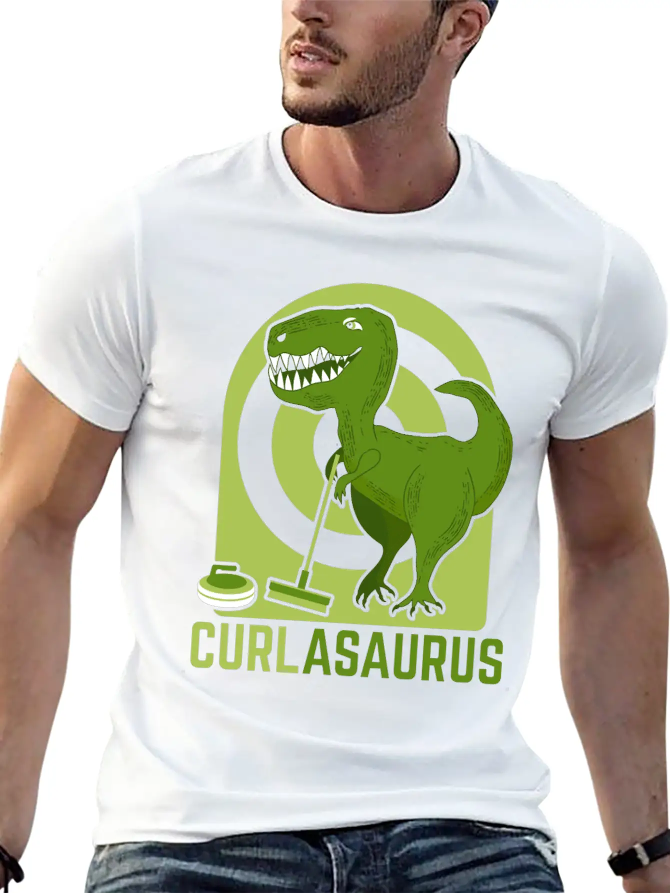 Curlasaurus Curler Sport Curling Stone Dinosaur Classic Cotton Tee – Unisex Comfort For Any Season