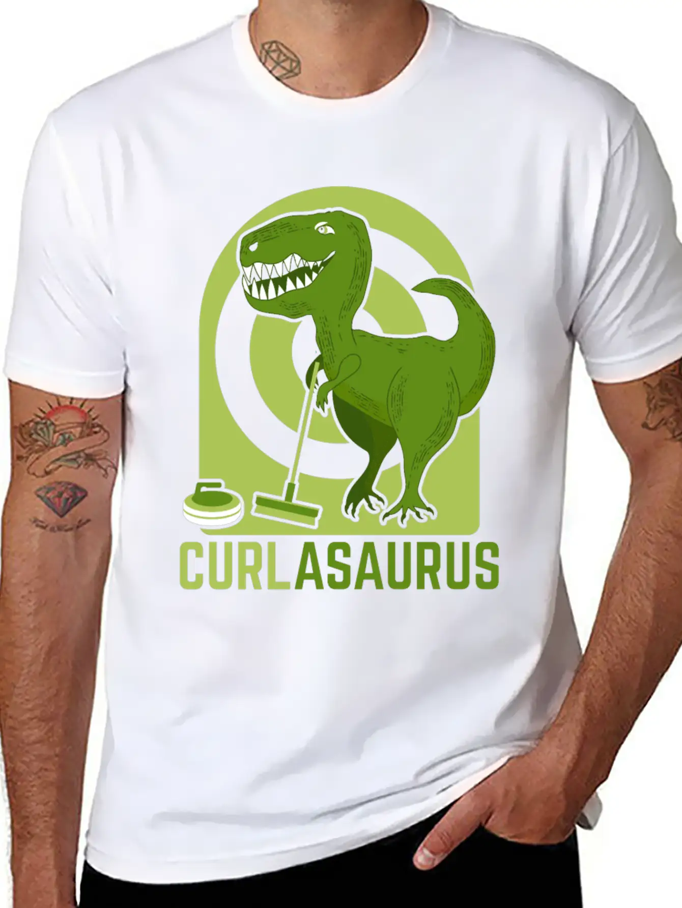 Curlasaurus Curler Sport Curling Stone Dinosaur Classic Cotton Tee – Unisex Comfort For Any Season