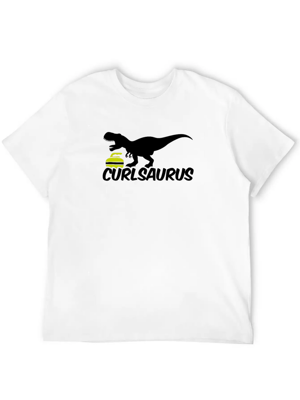Curling Saurus Dinosaur Curling Stone Winter Basic Graphic T-Shirt – Daily Comfort In Soft Cotton