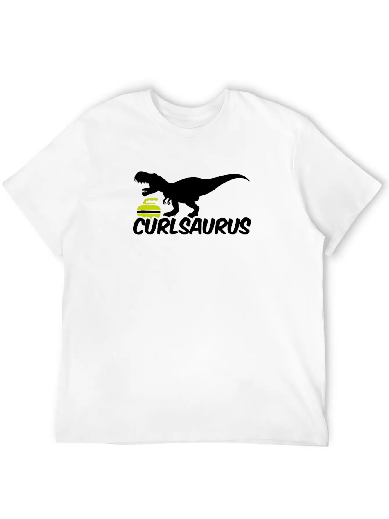 Curling Saurus Dinosaur Curling Stone Winter Basic Graphic T-Shirt – Daily Comfort In Soft Cotton