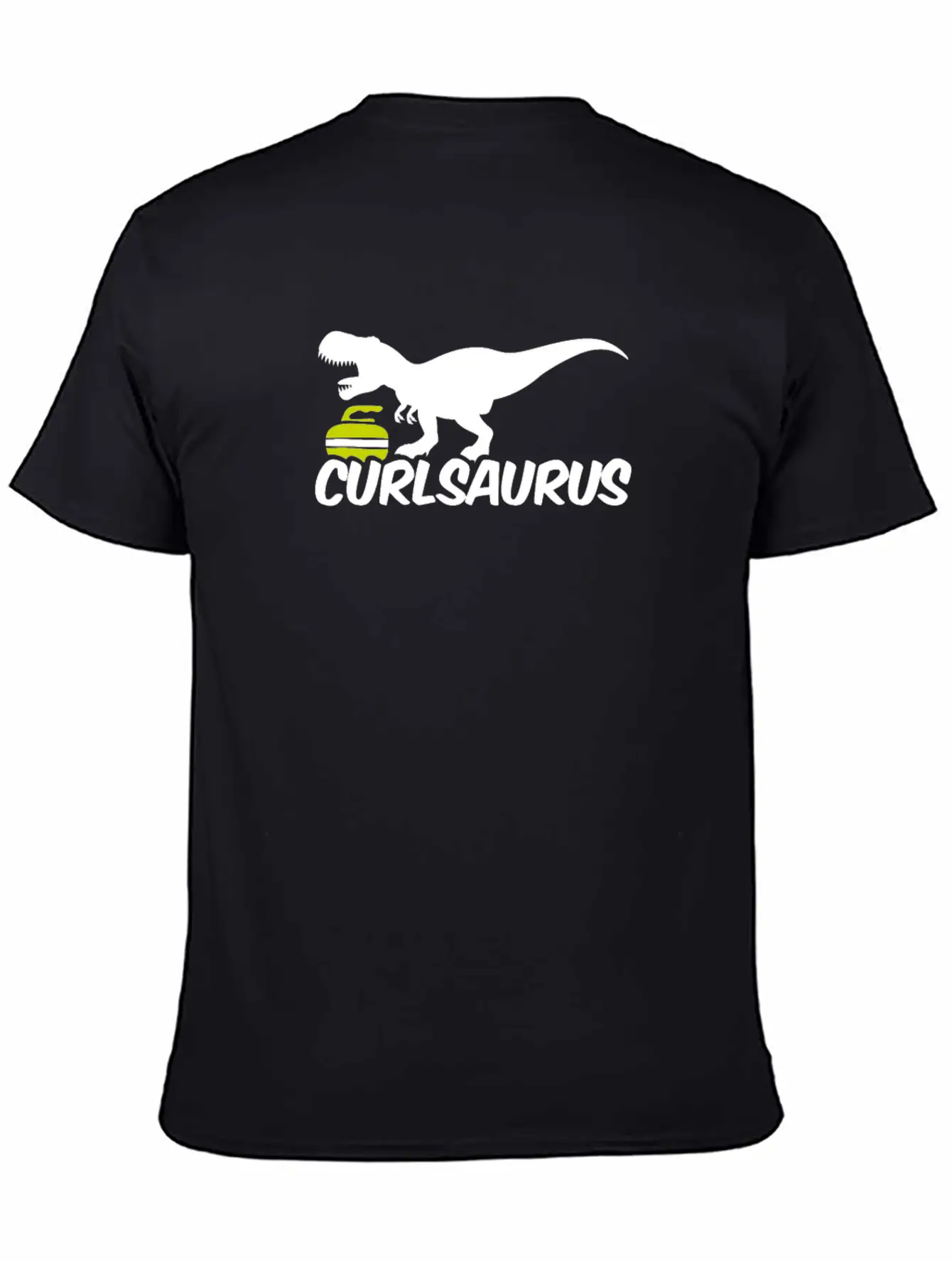 Curling Saurus Dinosaur Curling Stone Winter Basic Graphic T-Shirt – Daily Comfort In Soft Cotton