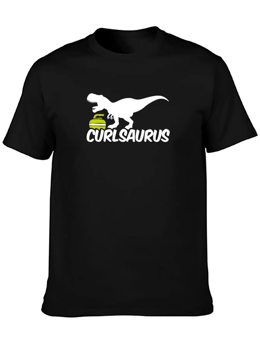 Curling Saurus Dinosaur Curling Stone Winter Basic Graphic T-Shirt – Daily Comfort In Soft Cotton
