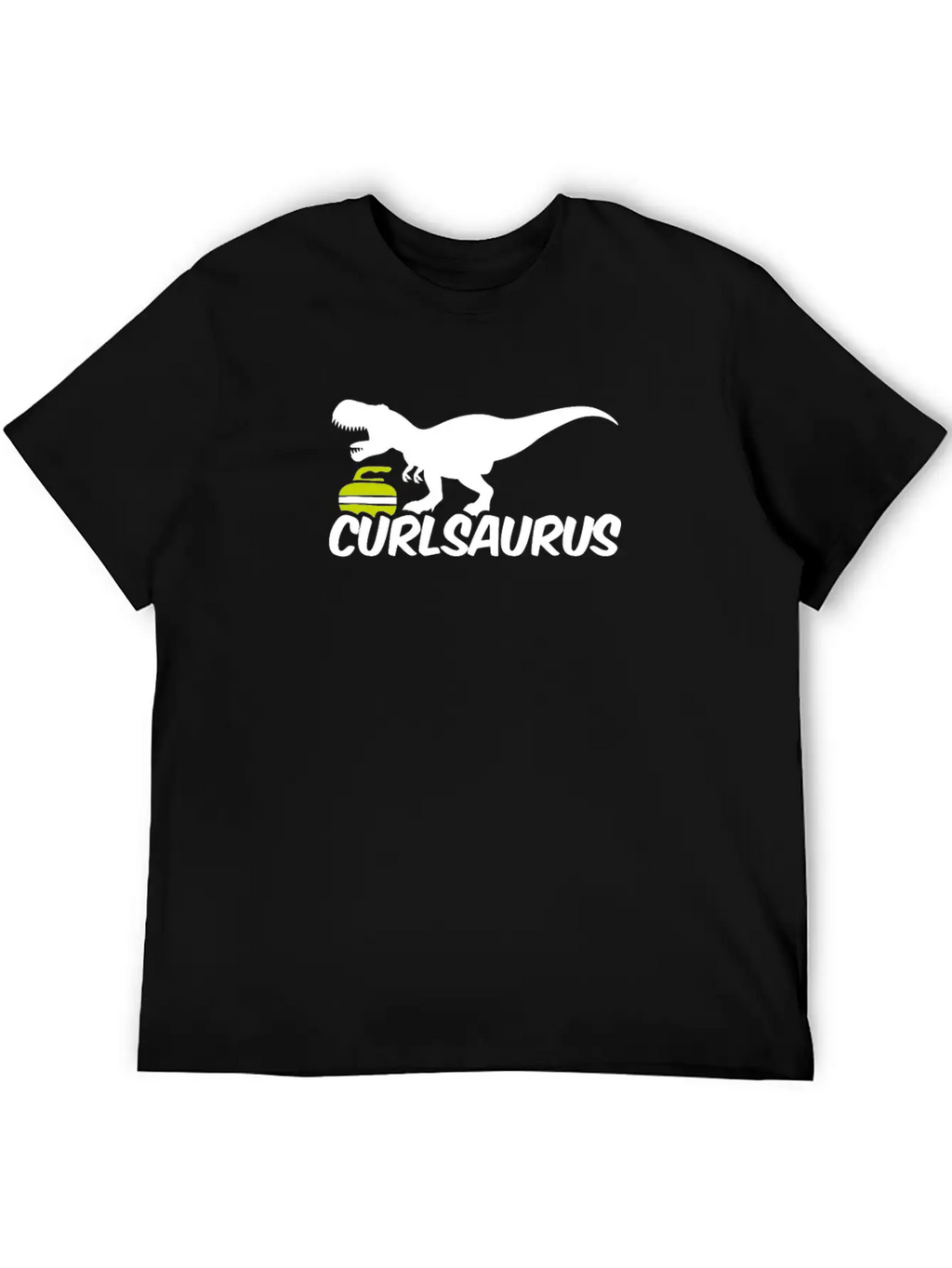 Curling Saurus Dinosaur Curling Stone Winter Basic Graphic T-Shirt – Daily Comfort In Soft Cotton