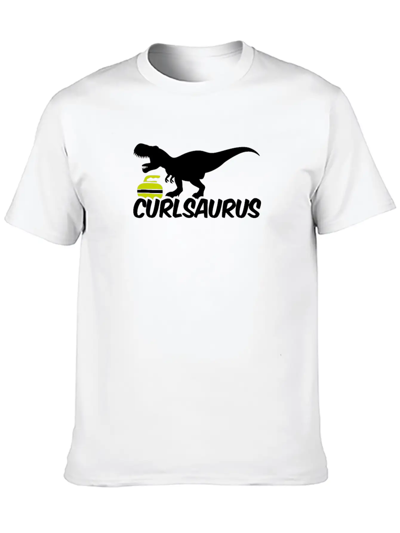 Curling Saurus Dinosaur Curling Stone Winter Basic Graphic T-Shirt – Daily Comfort In Soft Cotton