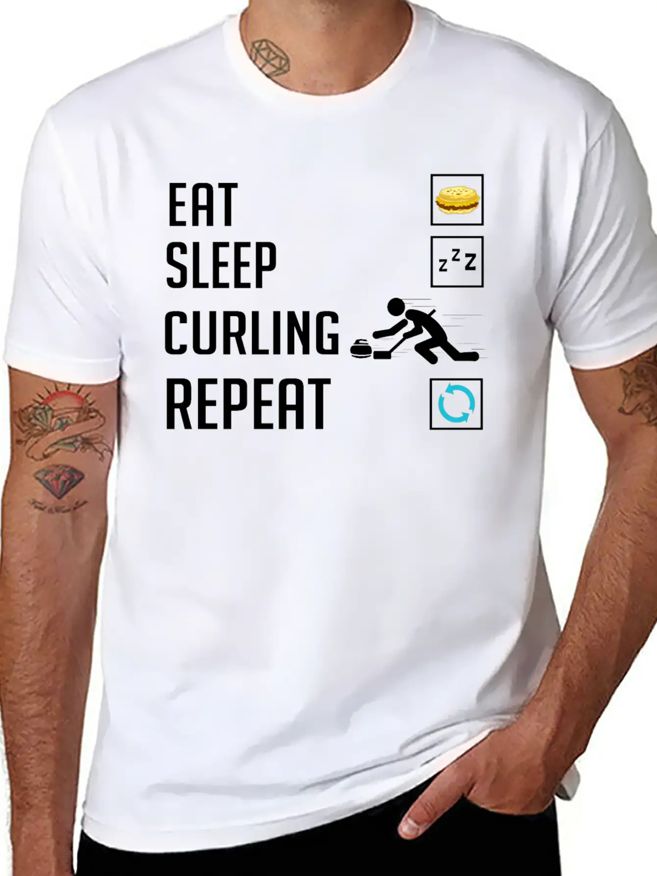 Curling Sport Game Curler Player Stones Broom Curl Relaxed Everyday Tee – Lightweight And Durable Cotton