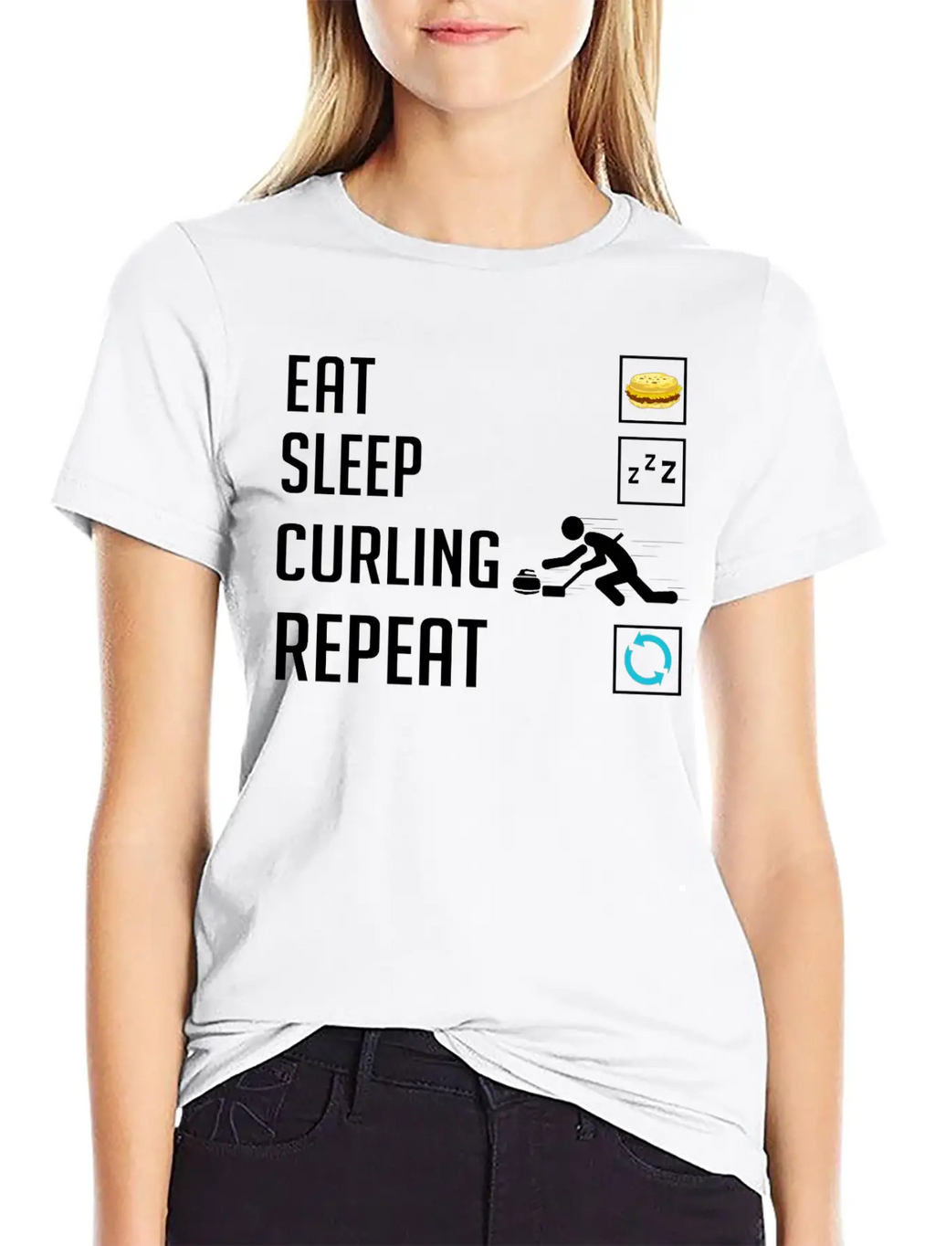 Curling Sport Game Curler Player Stones Broom Curl Relaxed Everyday Tee – Lightweight And Durable Cotton