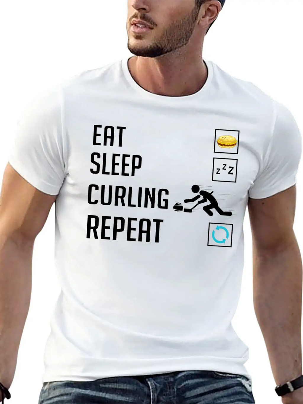 Curling Sport Game Curler Player Stones Broom Curl Relaxed Everyday Tee – Lightweight And Durable Cotton