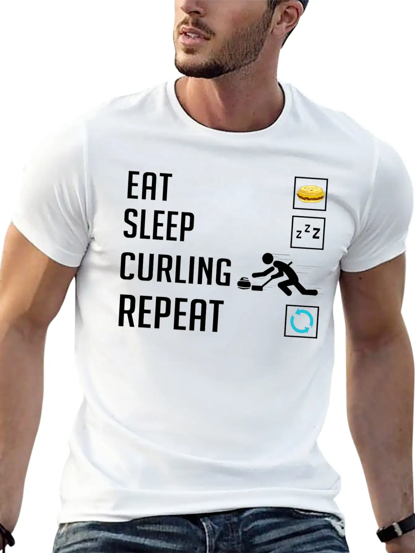 Curling Sport Game Curler Player Stones Broom Curl Relaxed Everyday Tee – Lightweight And Durable Cotton