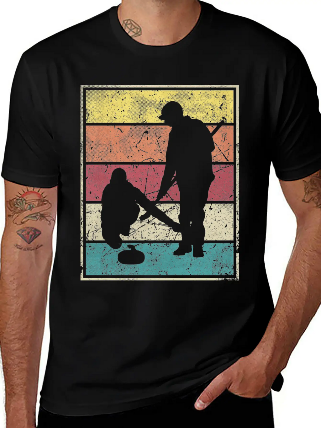 Curling Team Broom Stone Basic Graphic T-Shirt – Daily Comfort In Soft Cotton