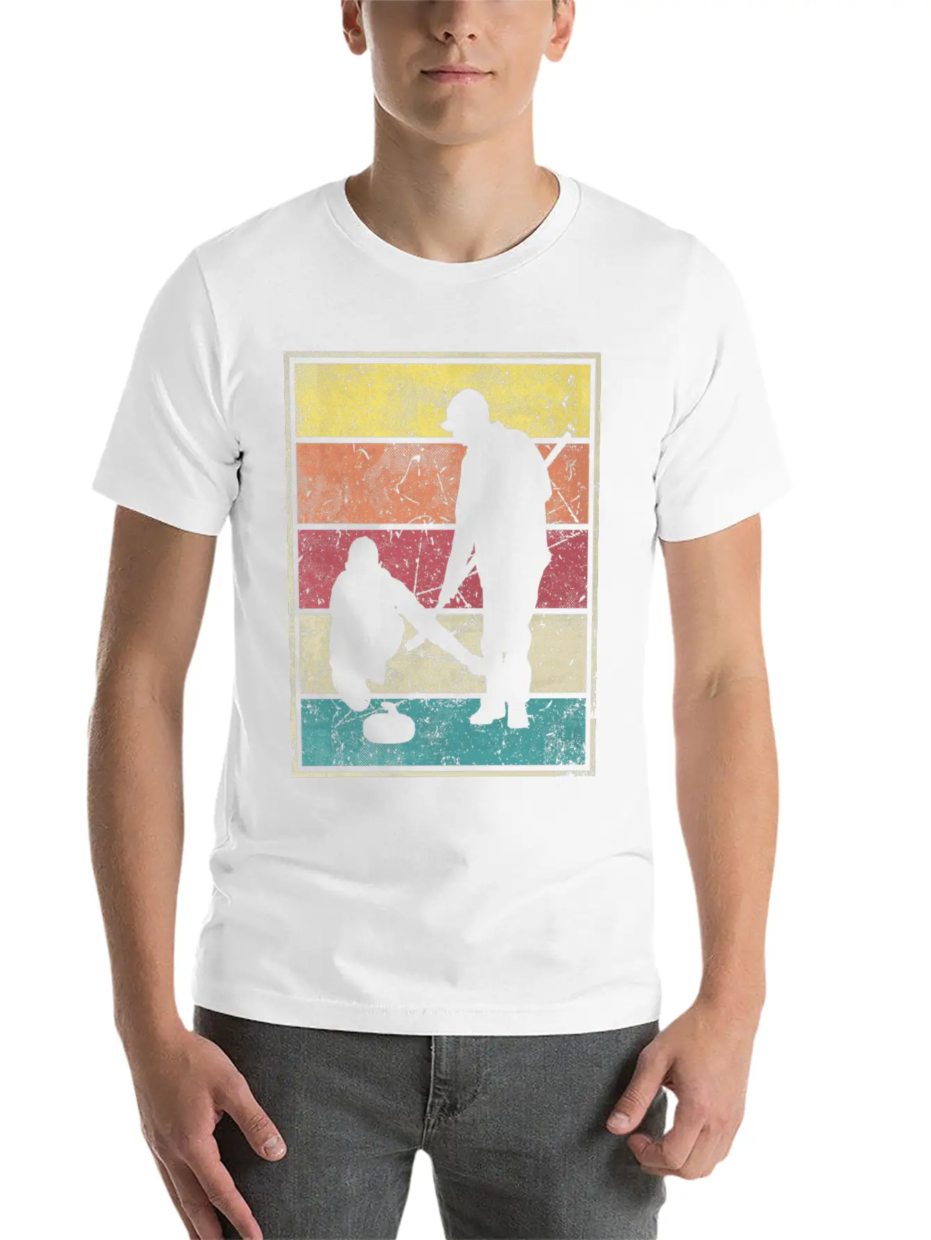Curling Team Broom Stone Basic Graphic T-Shirt – Daily Comfort In Soft Cotton