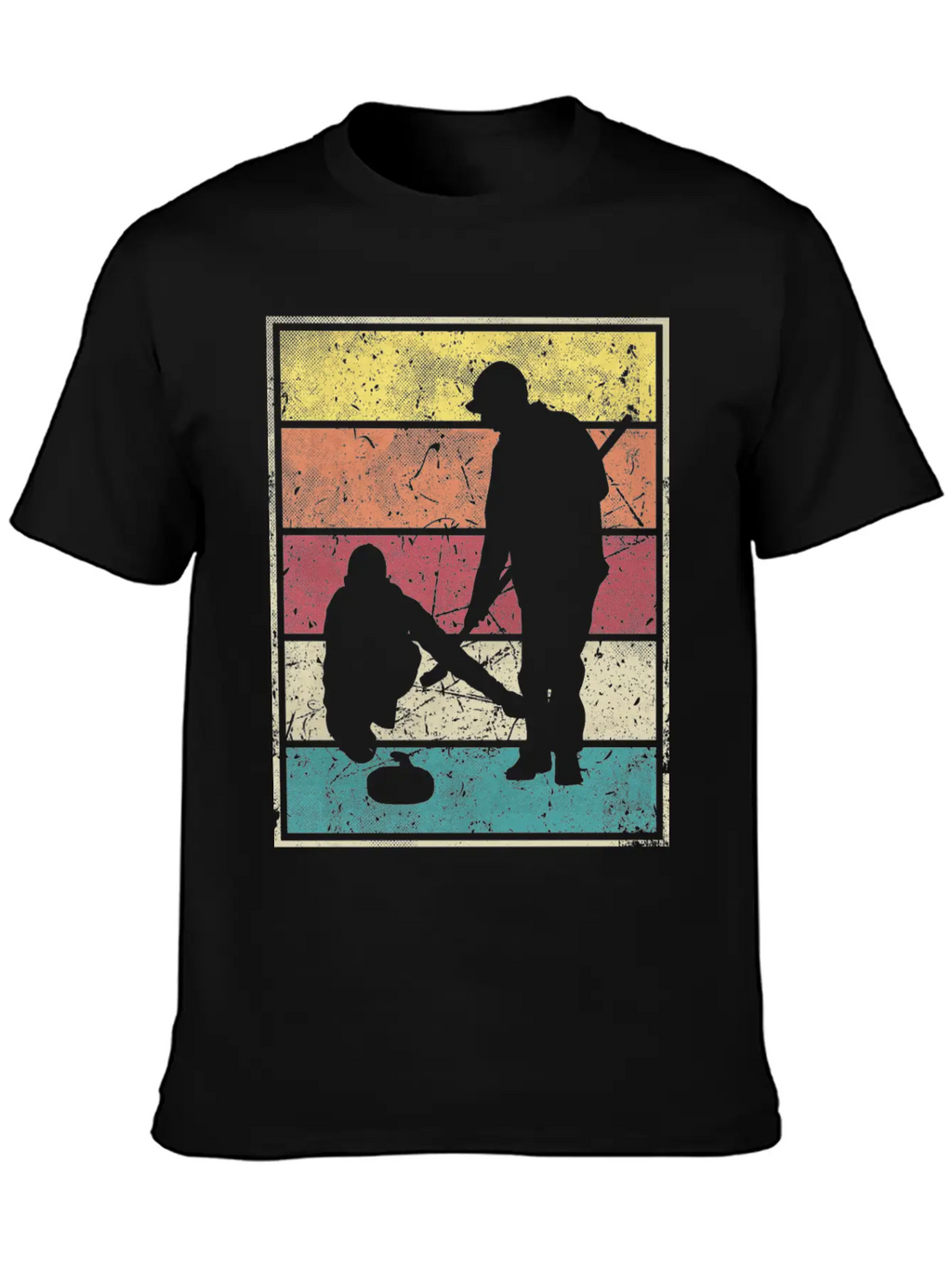 Curling Team Broom Stone Basic Graphic T-Shirt – Daily Comfort In Soft Cotton