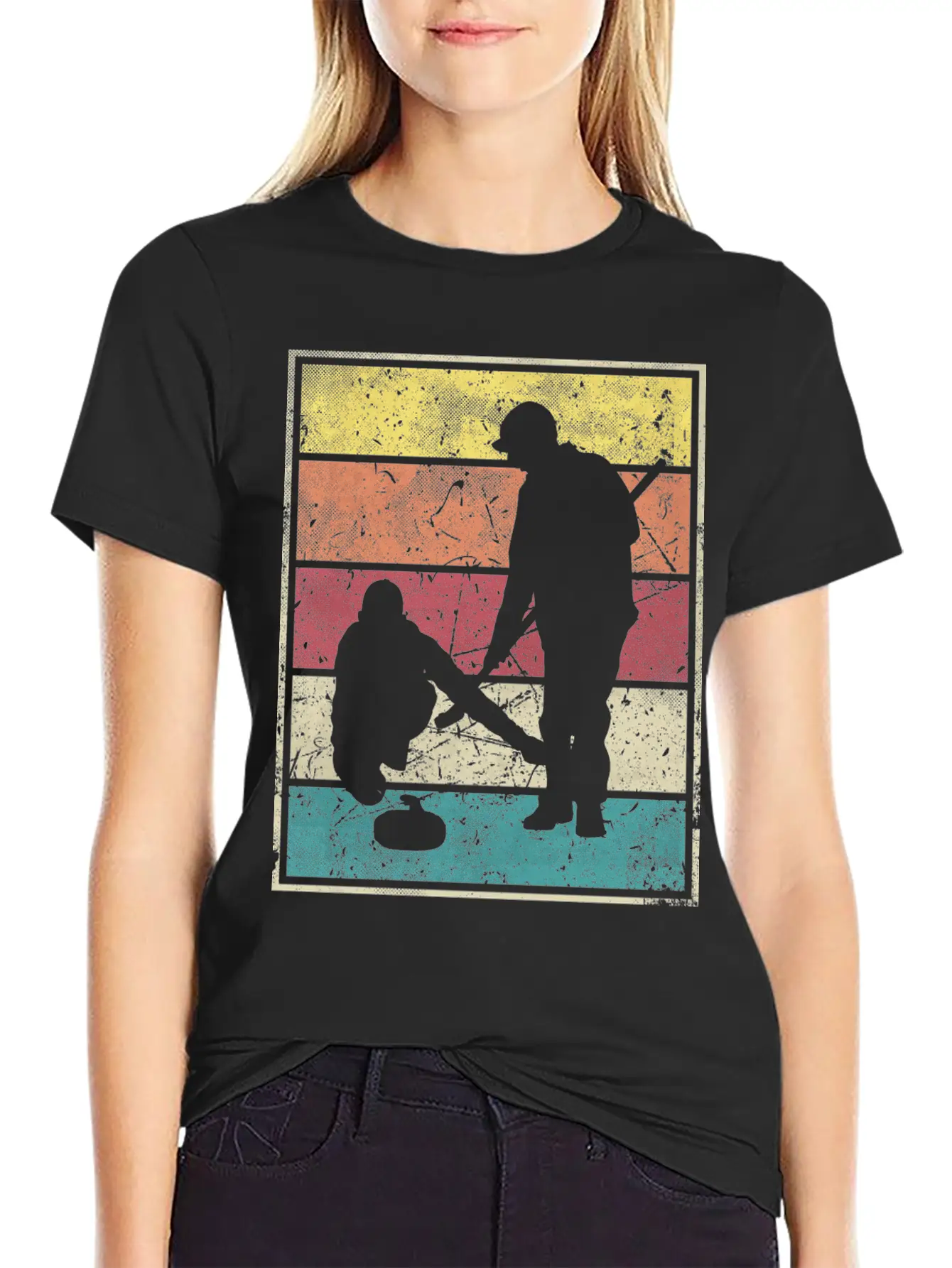 Curling Team Broom Stone Basic Graphic T-Shirt – Daily Comfort In Soft Cotton