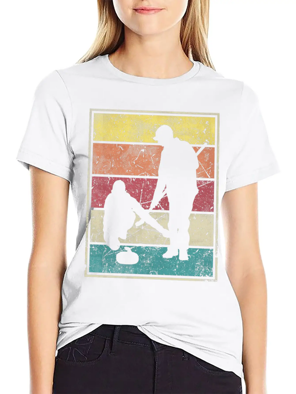 Curling Team Broom Stone Basic Graphic T-Shirt – Daily Comfort In Soft Cotton
