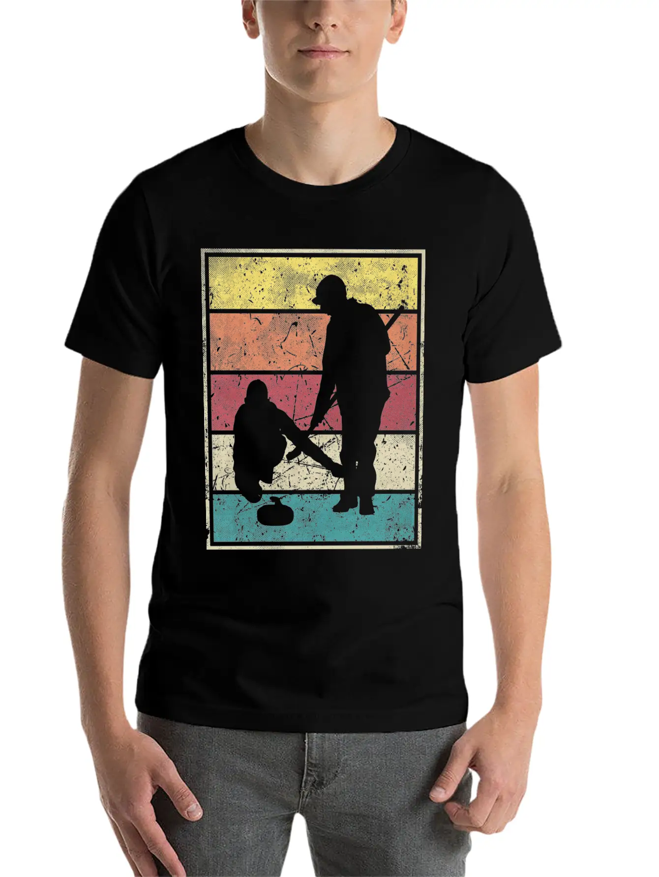 Curling Team Broom Stone Basic Graphic T-Shirt – Daily Comfort In Soft Cotton