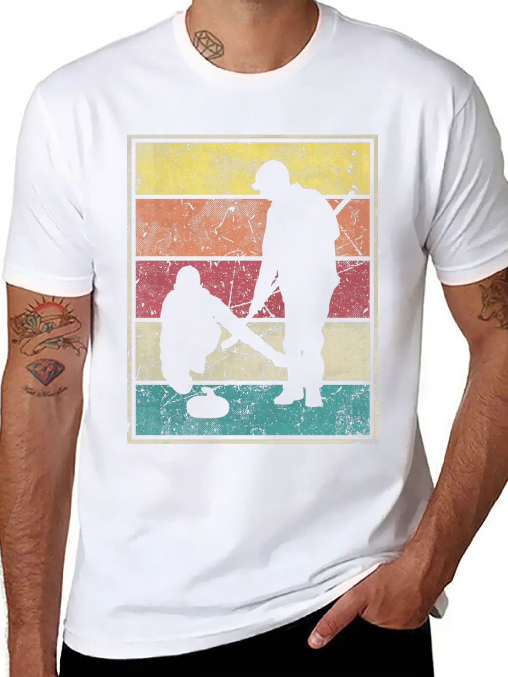 Curling Team Broom Stone Basic Graphic T-Shirt – Daily Comfort In Soft Cotton