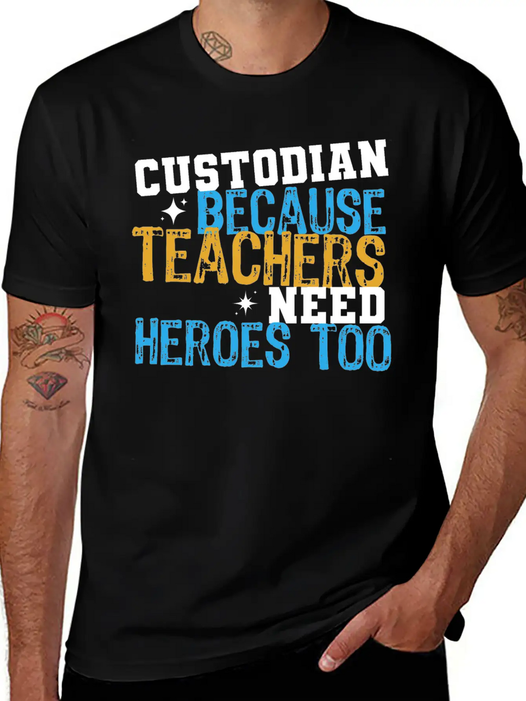 Custodian Because Teachers Need Heroes Too Funny C Relaxed Everyday Tee – Lightweight And Durable Cotton