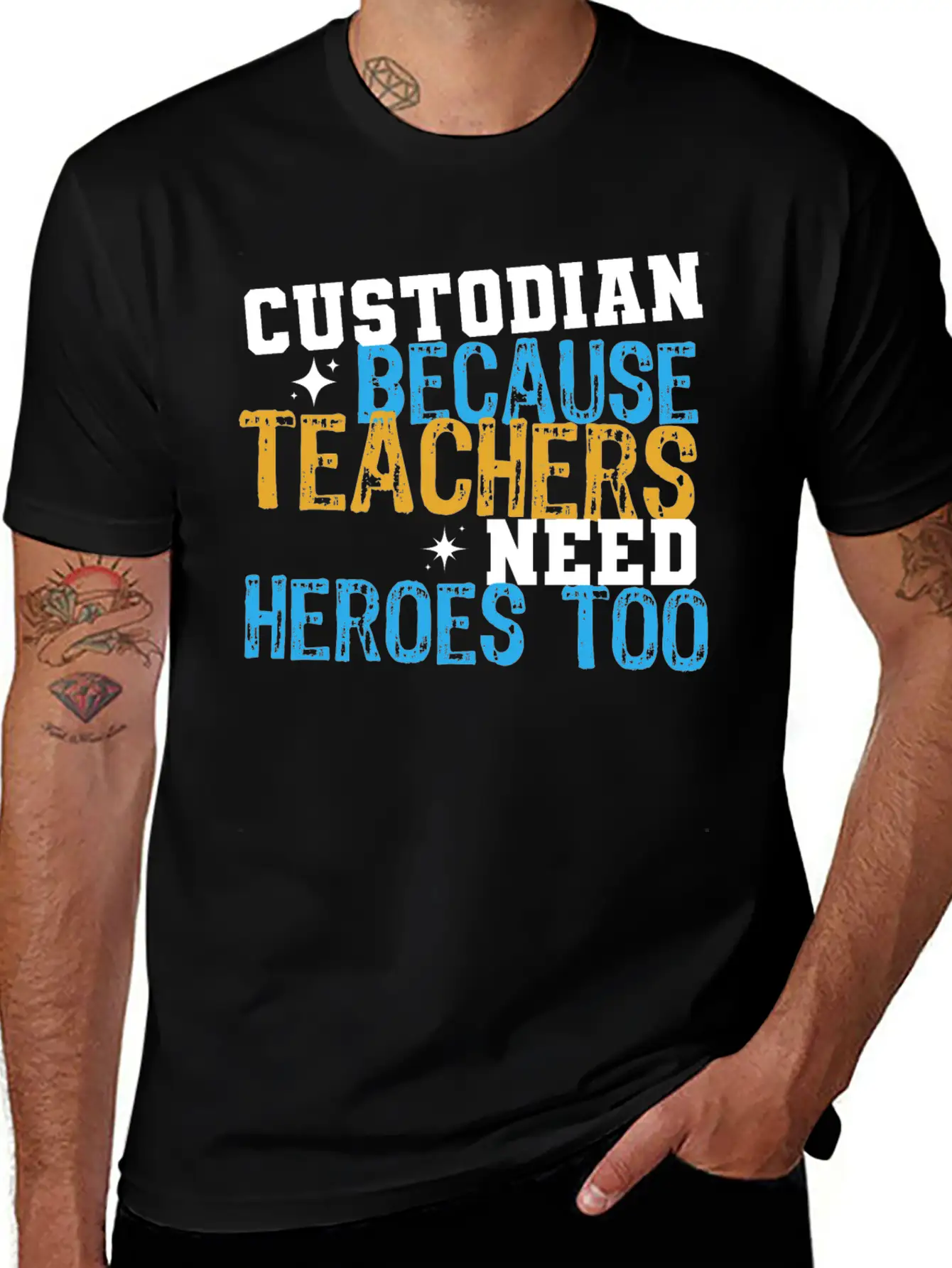 Custodian Because Teachers Need Heroes Too Funny C Relaxed Everyday Tee – Lightweight And Durable Cotton