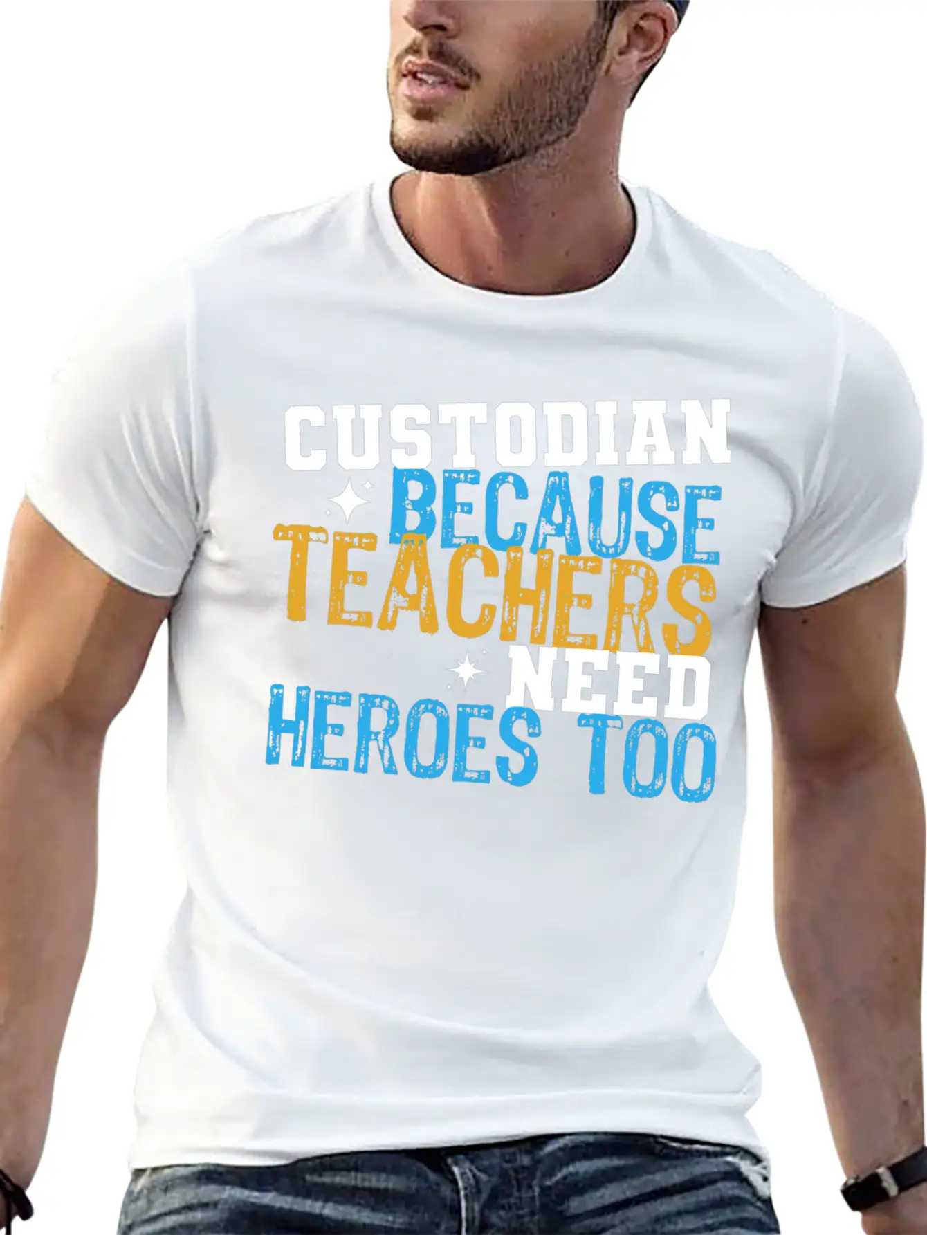 Custodian Because Teachers Need Heroes Too Funny C Relaxed Everyday Tee – Lightweight And Durable Cotton
