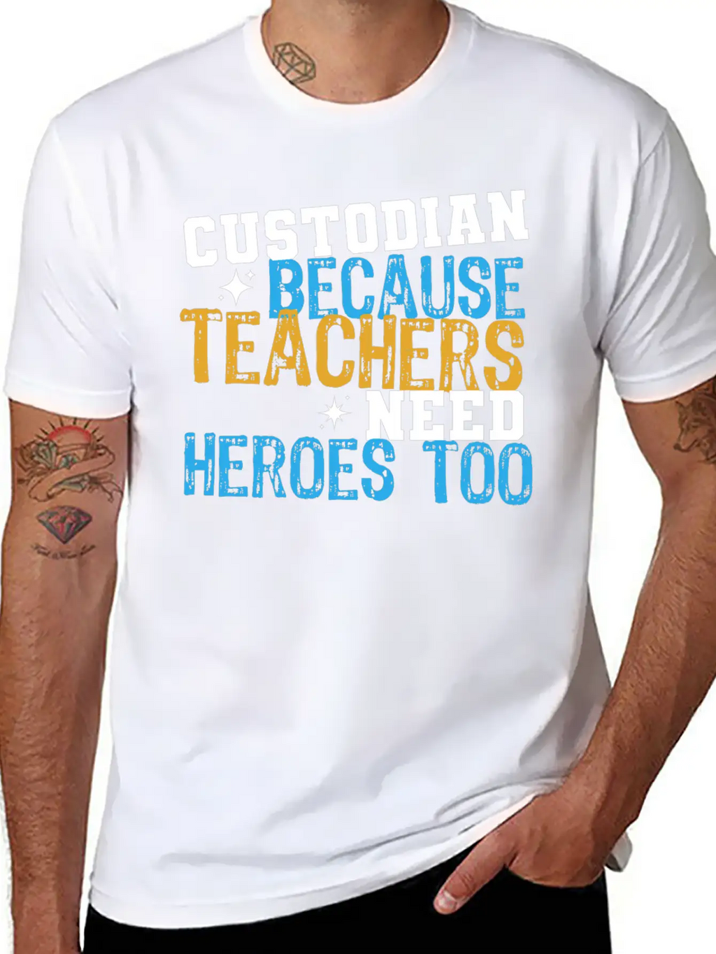 Custodian Because Teachers Need Heroes Too Funny C Relaxed Everyday Tee – Lightweight And Durable Cotton