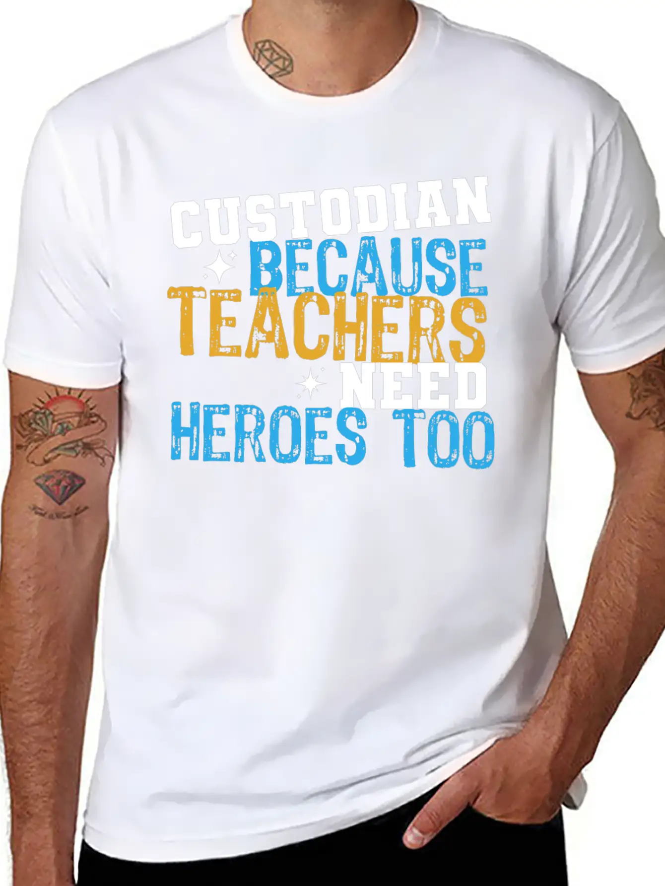 Custodian Because Teachers Need Heroes Too Funny C Relaxed Everyday Tee – Lightweight And Durable Cotton