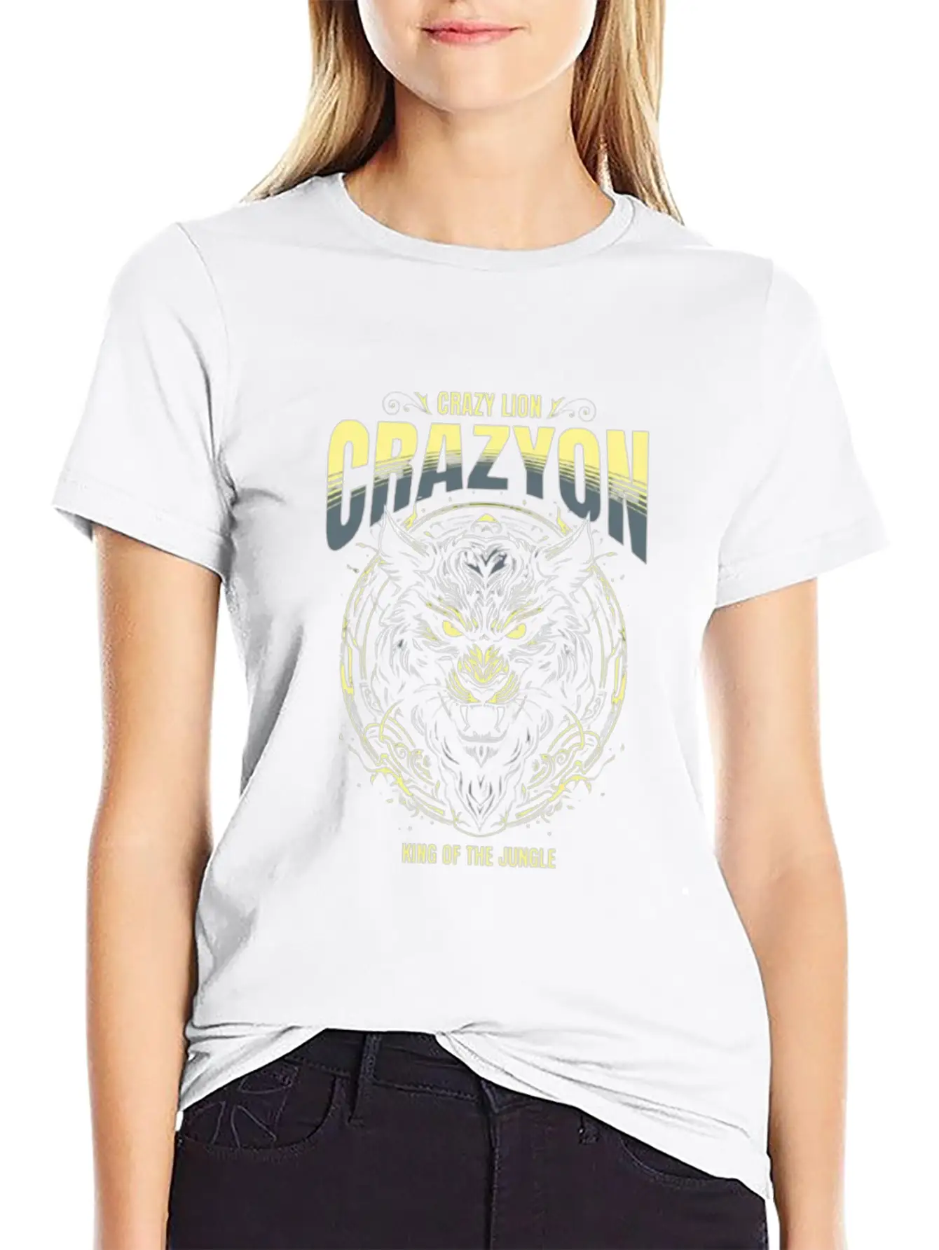 Customizable Crazy Lion Breathable Soft Cotton T-Shirt – Timeless Casual Look